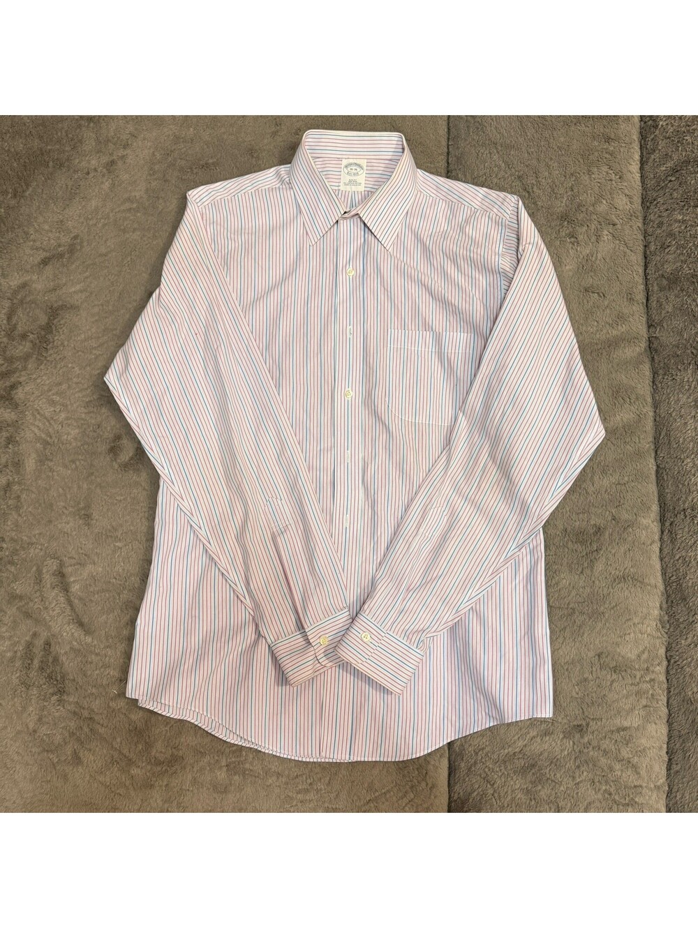 Brooks Brothers Mens 16-35 Slim Fit Striped Dress Shirt EUC